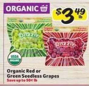 Organic Red or Green Seedless Grapes