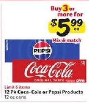 12 Pk Coca-Cola or Pepsi Products