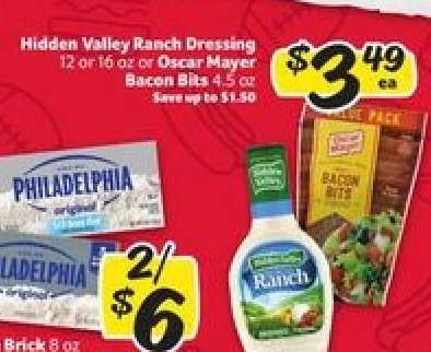 Hidden Valley Ranch Dressing or Oscar Mayer Bacon Bits