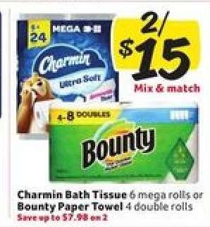 Charmin Bath Tissue or Bounty Paper Towel