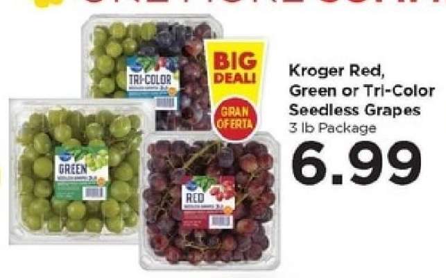 Kroger Red, Green or Tri-Color Seedless Grapes