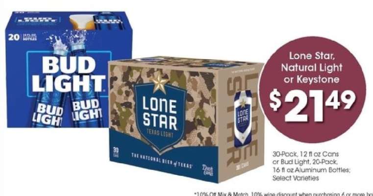 Lone Star, Natural Light or Keystone