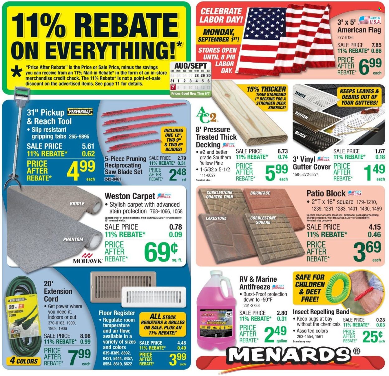 Menards ad - 08/28/2025 - 09/07/2025. Page 1