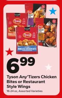 Tyson Any'Tizers Chicken Bites or Restaurant Style Wings
