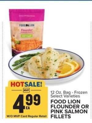 FOOD LION FLOUNDER OR PINK SALMON FILLETS
