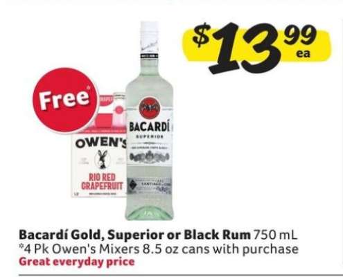 Bacardí Gold, Superior or Black Rum