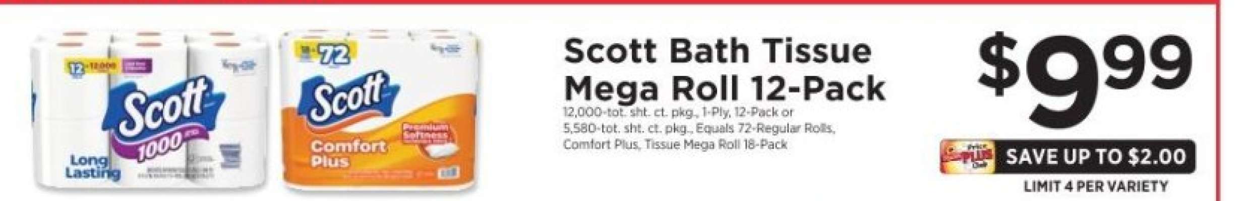 Scott Bath Tissue Mega Roll 12-Pack