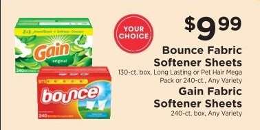 Bounce Fabric Softener Sheets / Gain Fabric Softener Sheets
