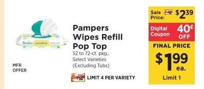 Pampers Wipes Refill Pop Top