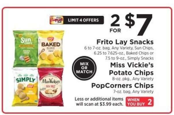 Frito Lay Snacks, Miss Vickie's Potato Chips, PopCorners Chips
