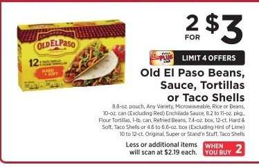 Old El Paso Beans, Sauce, Tortillas or Taco Shells
