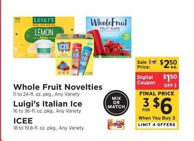 Whole Fruit Novelties, Luigi’s Italian Ice, ICEE