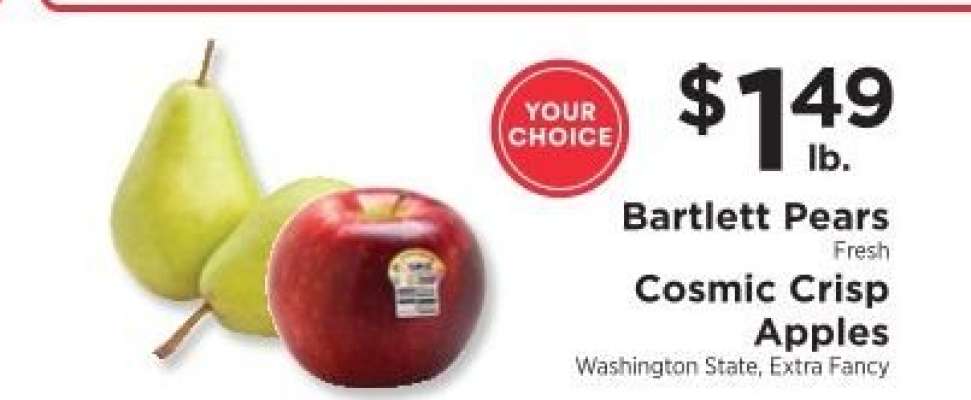 Bartlett Pears or Cosmic Crisp Apples