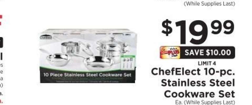 ChefElect 10-pc. Stainless Steel Cookware Set