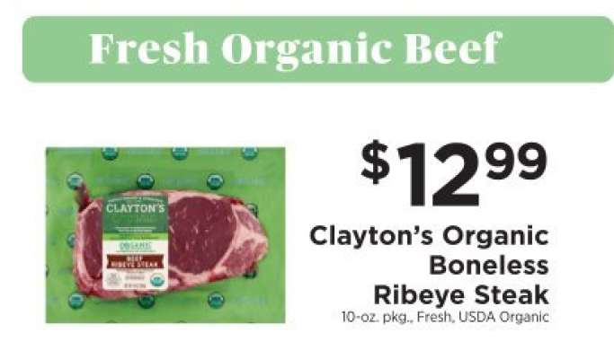 Clayton’s Organic Boneless Ribeye Steak
