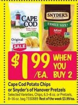 Cape Cod Potato Chips or Snyder's of Hanover Pretzels