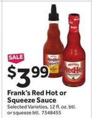 Frank's Red Hot or Squeeze Sauce