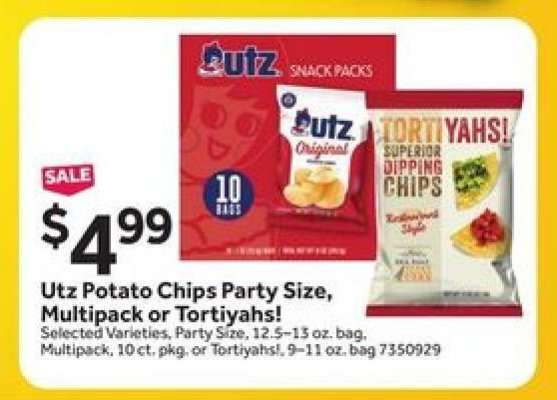 Utz Potato Chips Party Size, Multipack or Tortiyahs!