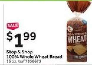 Stop & Shop 100% Whole Wheat Bread