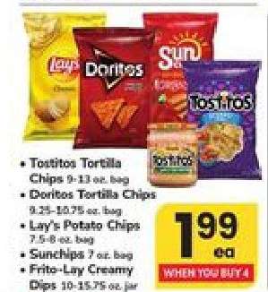 Tostitos, Doritos, Lay's, Sunchips, Frito-Lay