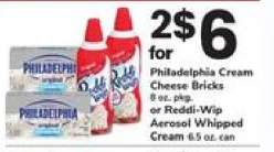 Philadelphia Cream Cheese Bricks or Reddi-Wip Aerosol Whipped Cream
