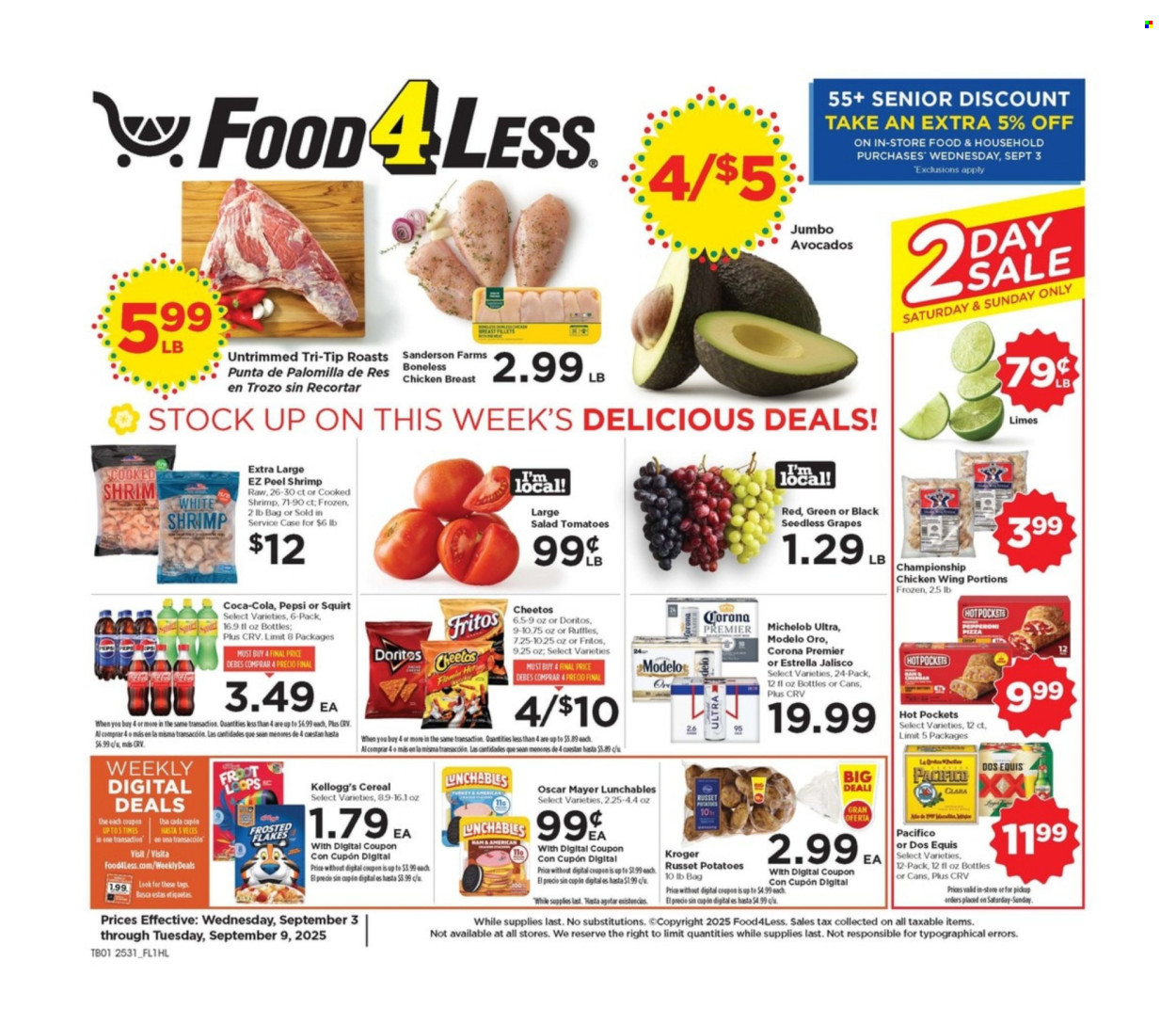 Food 4 Less ad - 09/03/2025 - 09/09/2025. Page 1