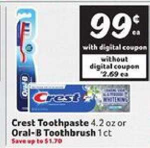 Crest Toothpaste or Oral-B Toothbrush
