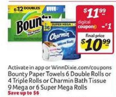 Bounty Paper Towels or Charmin Bath Tissue