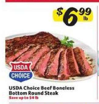 USDA Choice Beef Boneless Bottom Round Steak