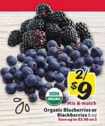 Organic Blueberries or Blackberries
