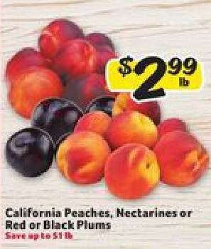 California Peaches, Nectarines or Red or Black Plums