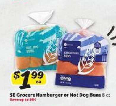 SE Grocers Hamburger or Hot Dog Buns