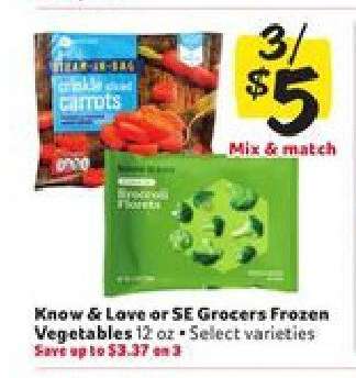 Know & Love or SE Grocers Frozen Vegetables