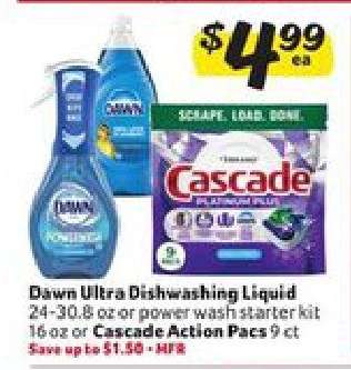 Dawn Ultra Dishwashing Liquid or Cascade Action Pacs