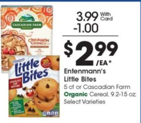 Entenmann's Little Bites or Cascadian Farm Organic Cereal