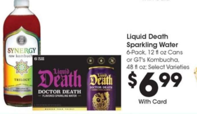Liquid Death Sparkling Water or GT's Kombucha