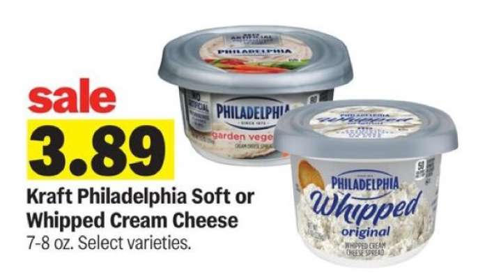 Kraft Philadelphia Soft or Whipped Cream Cheese*