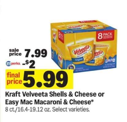 Kraft Velveeta Shells & Cheese or Easy Mac Macaroni & Cheese*