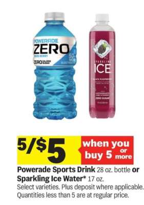 Powerade Sports Drink or Sparkling Ice Water