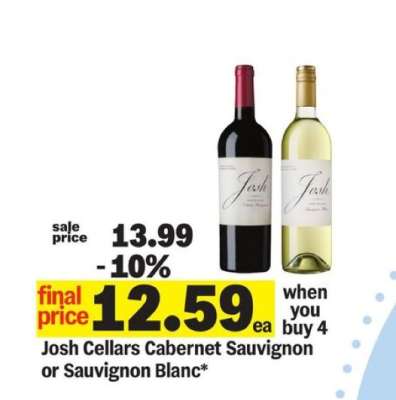 Josh Cellars Cabernet Sauvignon or Sauvignon Blanc