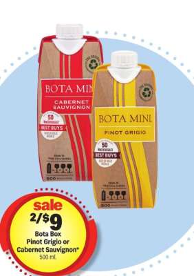 Bota Box Pinot Grigio or Cabernet Sauvignon*