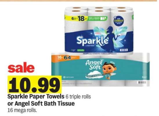 Sparkle Paper Towels or Angel Soft Bath Tissue