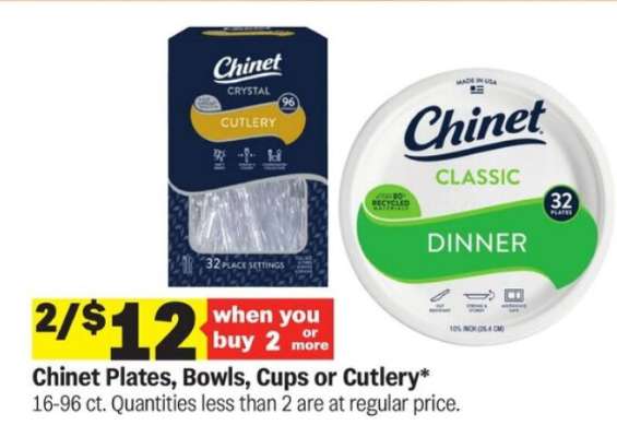Chinet Plates, Bowls, Cups or Cutlery*