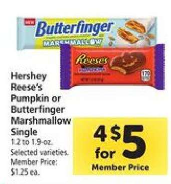 Hershey Reese's Pumpkin or Butterfinger Marshmallow Single