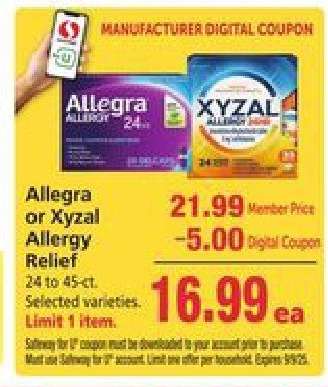 Allegra or Xyzal Allergy Relief