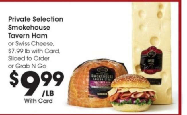 Private Selection Smokehouse Tavern Ham or Swiss Cheese