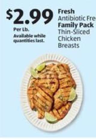 Fresh Antibiotic Free Family Pack Thin-Sliced Chicken Breasts