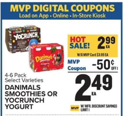 Danimals Smoothies or YoCrunch Yogurt