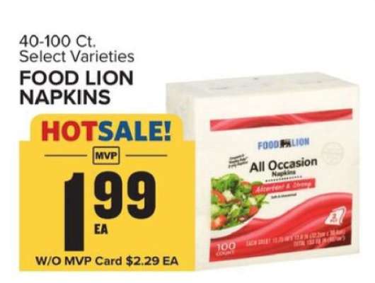 FOOD LION NAPKINS
