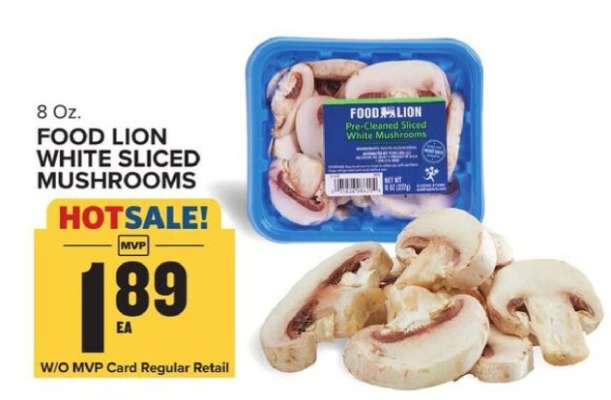 Food Lion White Sliced Mushrooms